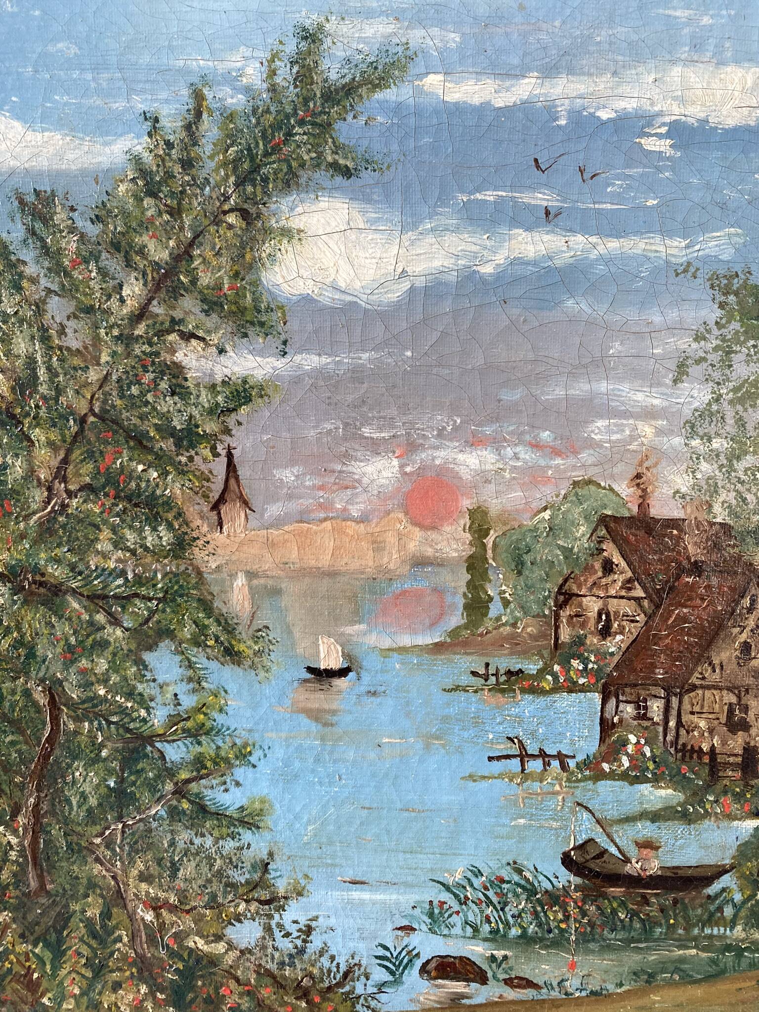Landscape of houses by the lake