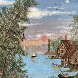 Landscape of houses by the lake