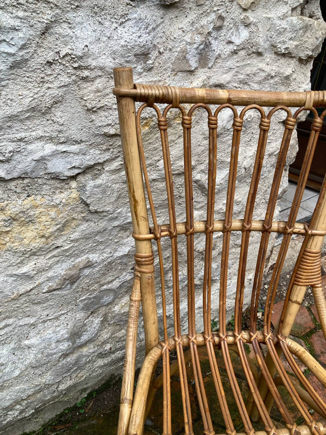 Lot de 10 chaises en rotin vintage