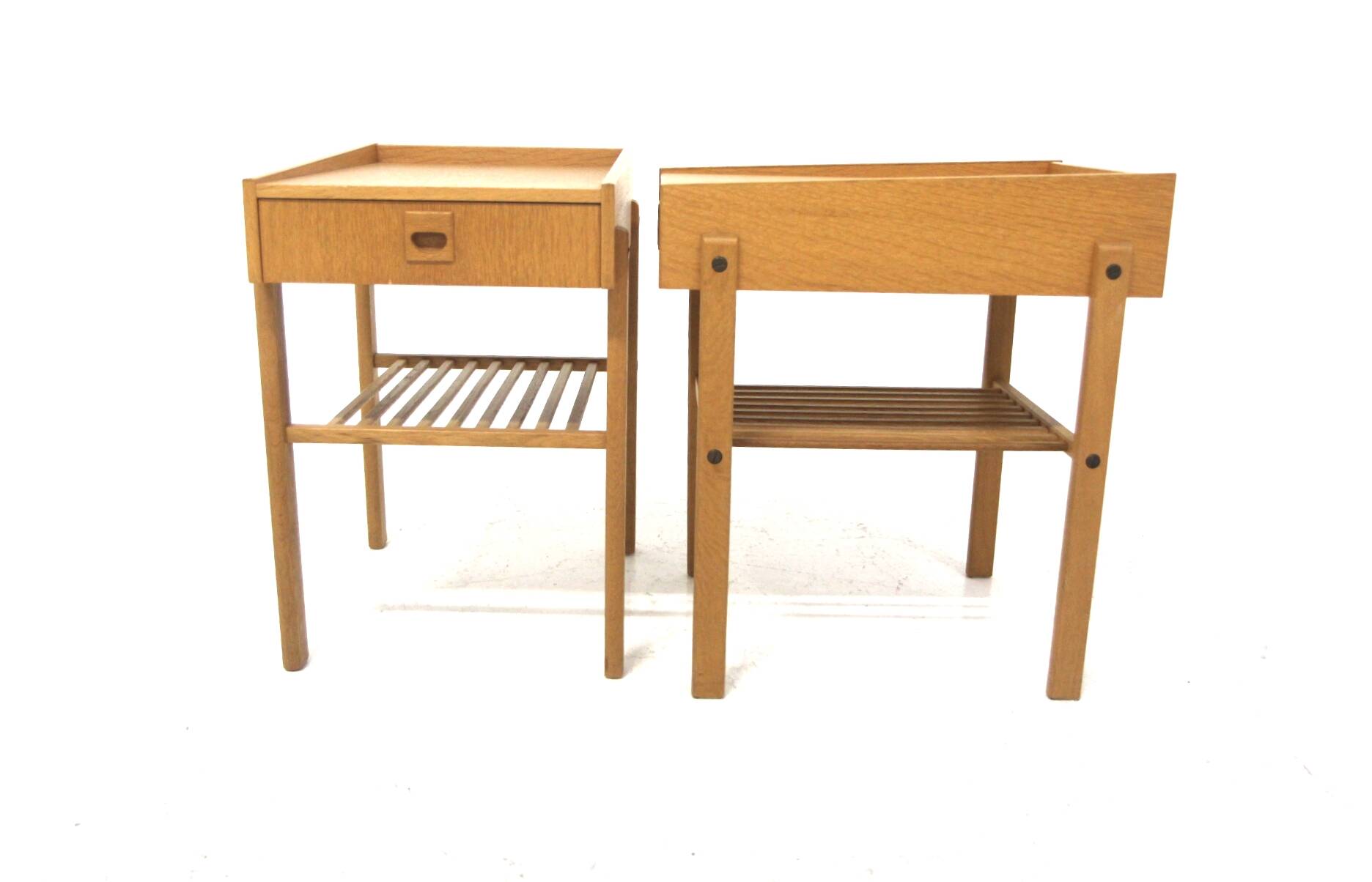 Set of 2 Scandinavian oak bedside tables, Sweden, 1960.
