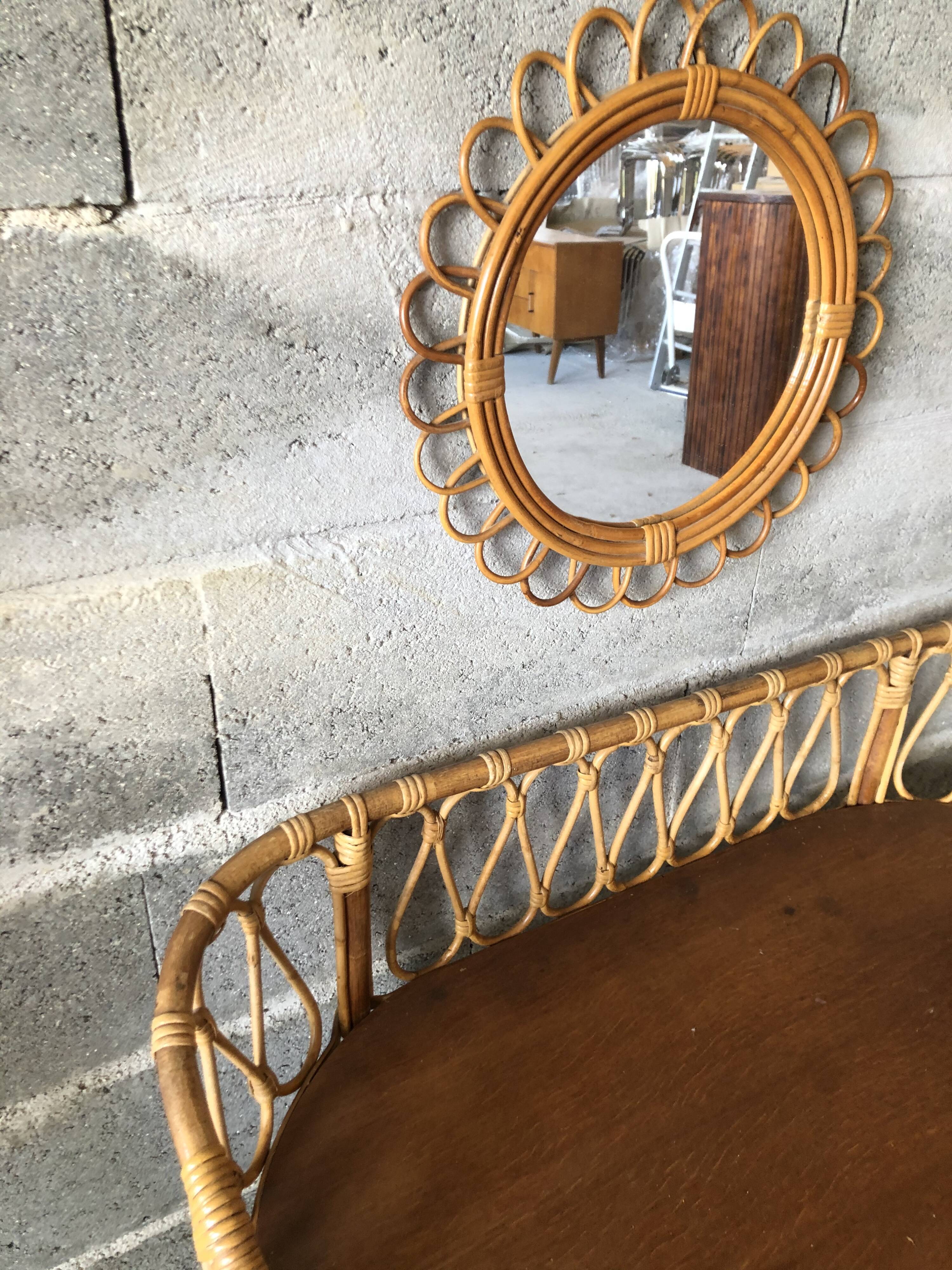 Vintage rattan dressing table 1960