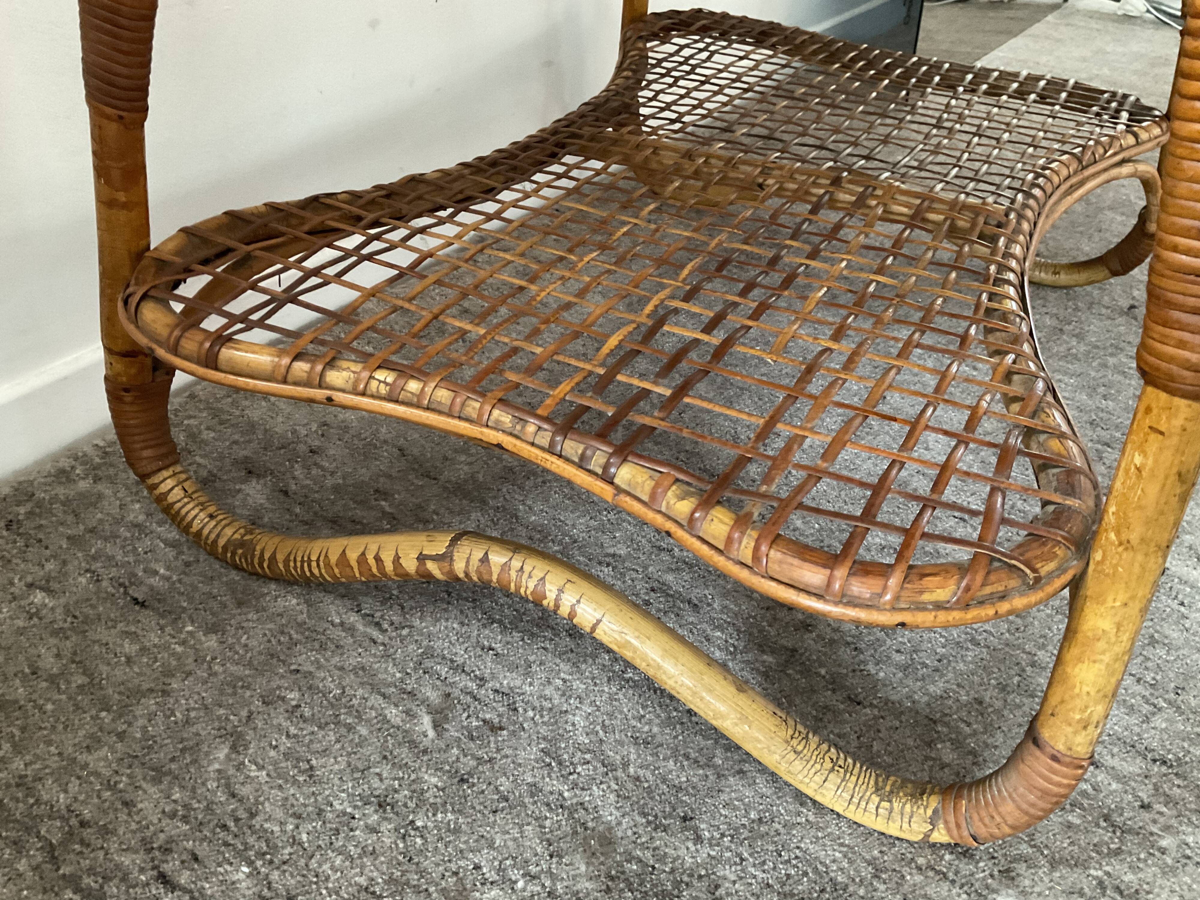 Vintage coffee table from the 50s in rattan