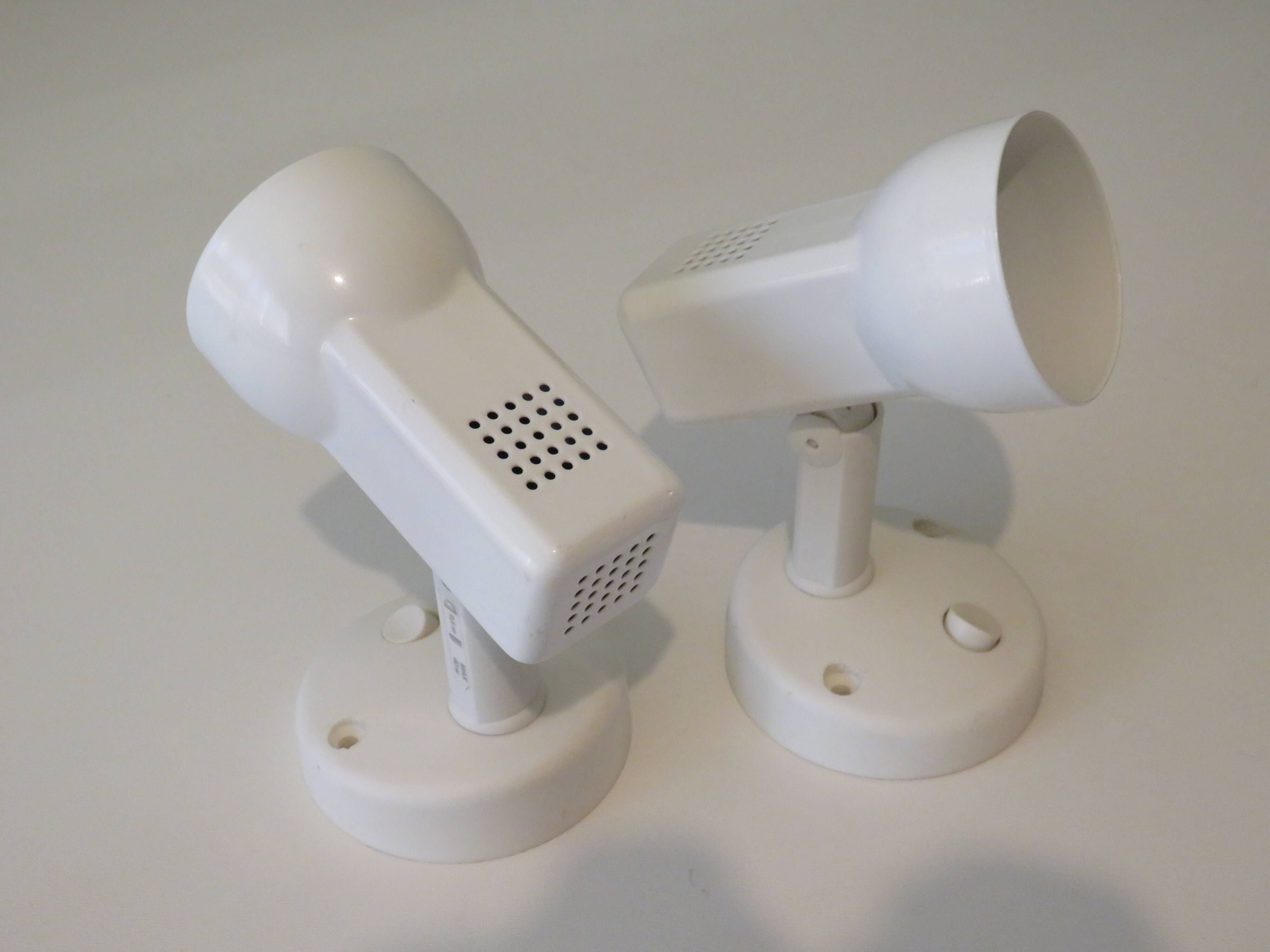 Suite of 2 white lacquered metal wall spotlights Massive edition, Belgium 1970-1980