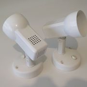 Suite of 2 white lacquered metal wall spotlights Massive edition, Belgium 1970-1980