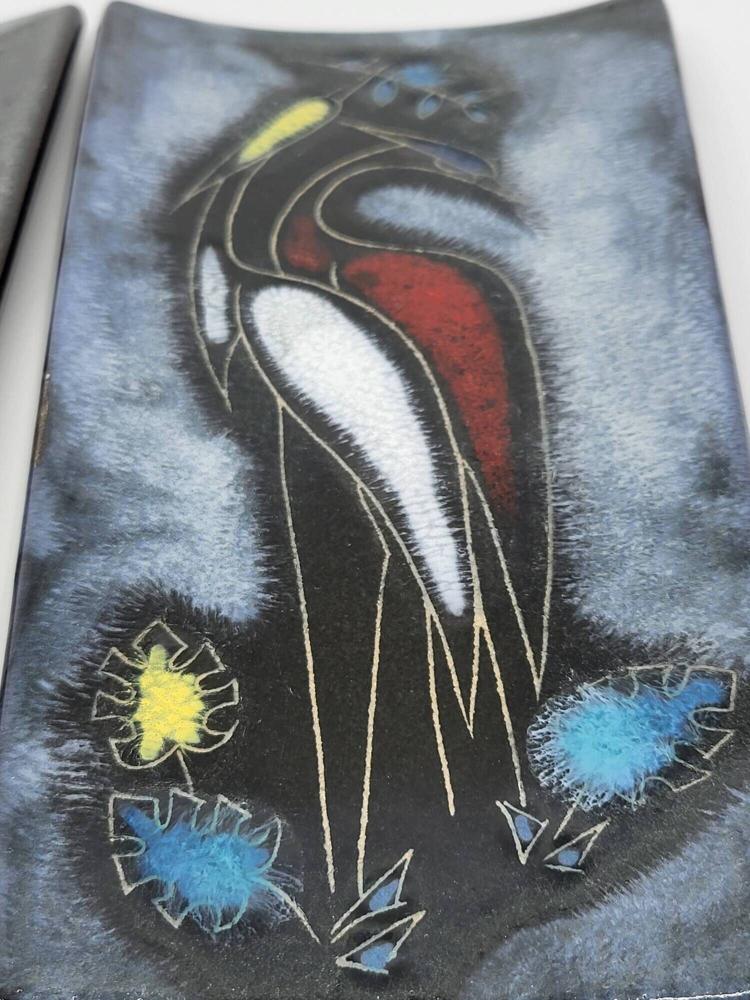 Enamel Triptych Flora & Fauna Vintage 1950