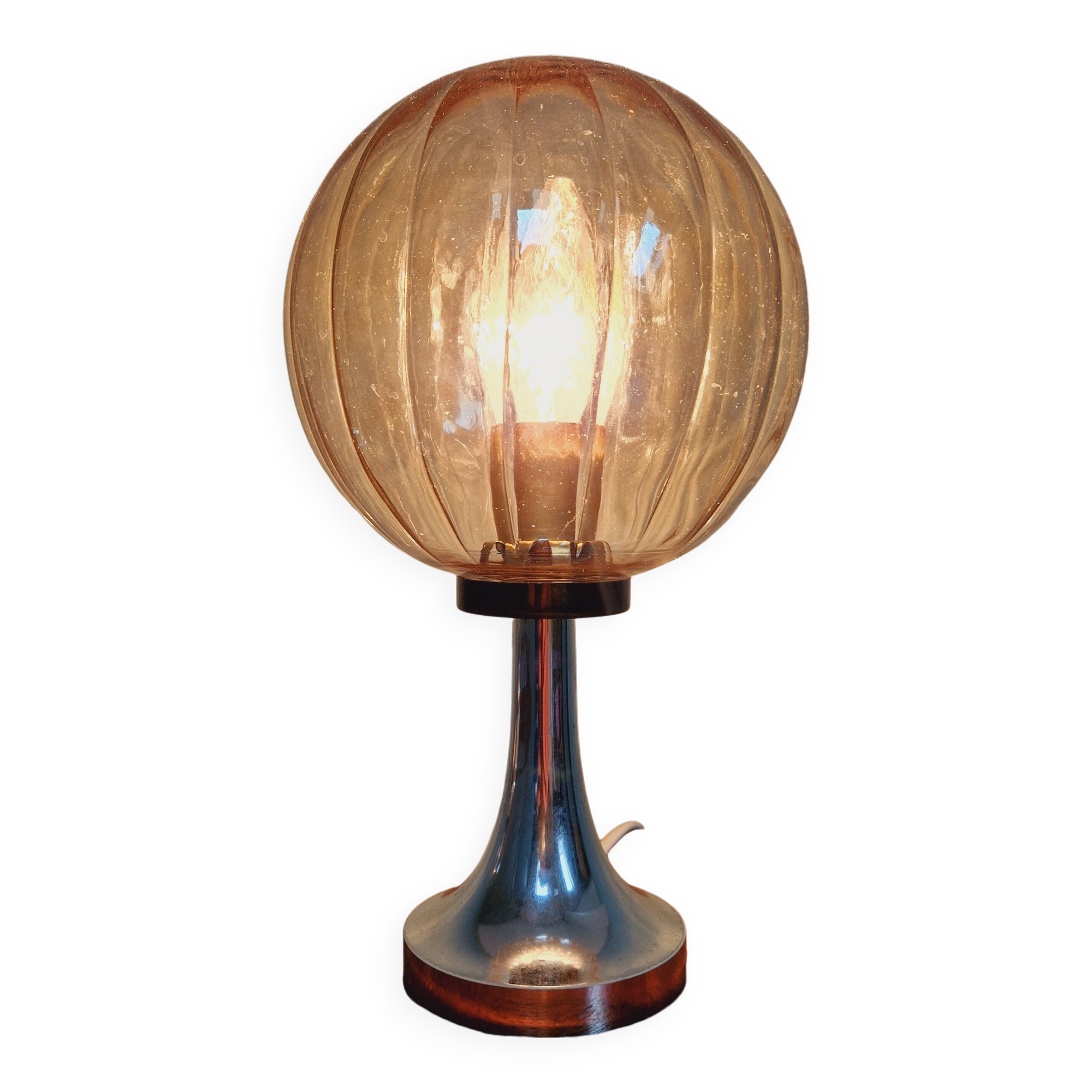 Lampe de table en verre ambré, style Space Age, années 70