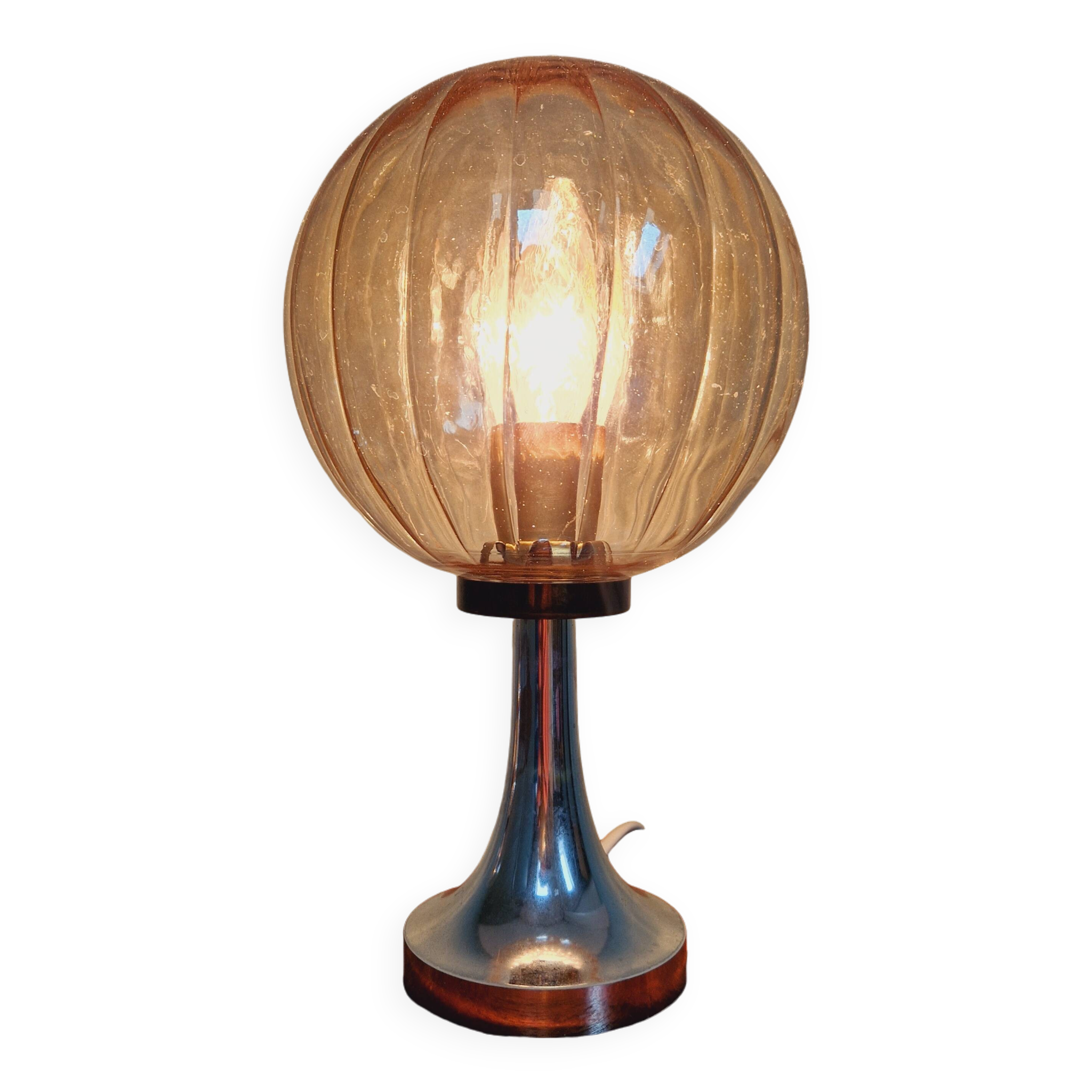 Lampe de table en verre ambré, style Space Age, années 70