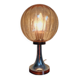 Amber Glass Table Lamp, Space Age Style, 1970s