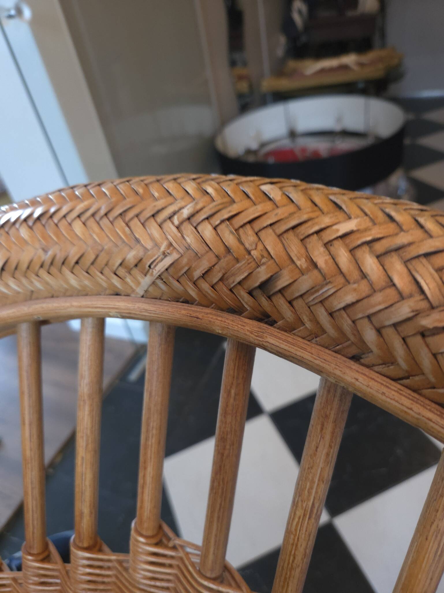 Paire de fauteuils en rotin, osier et bambou tressé, 1970