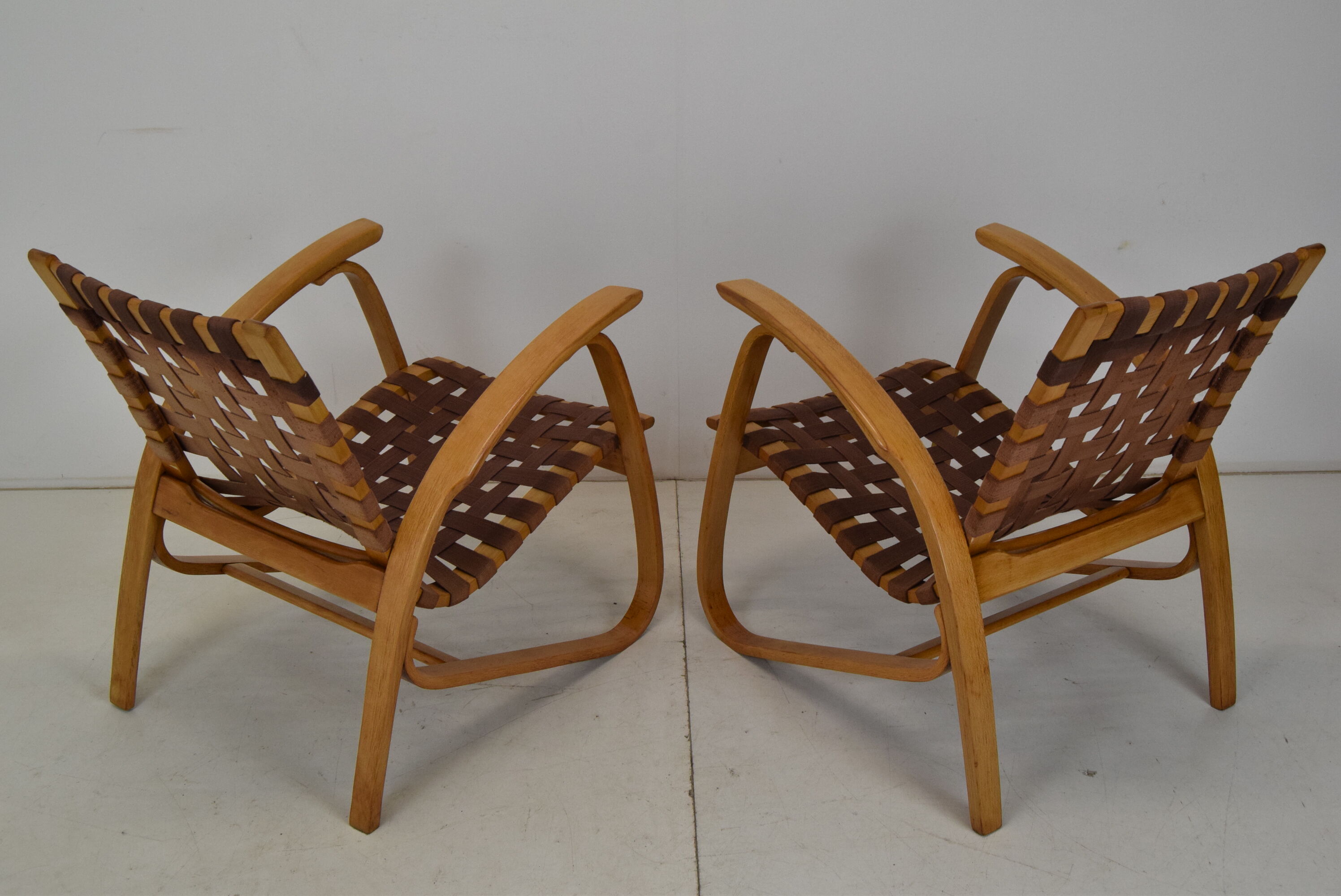 Pair of Bent Beechwood Armchairs,Design Jan Vaněk,1930's.