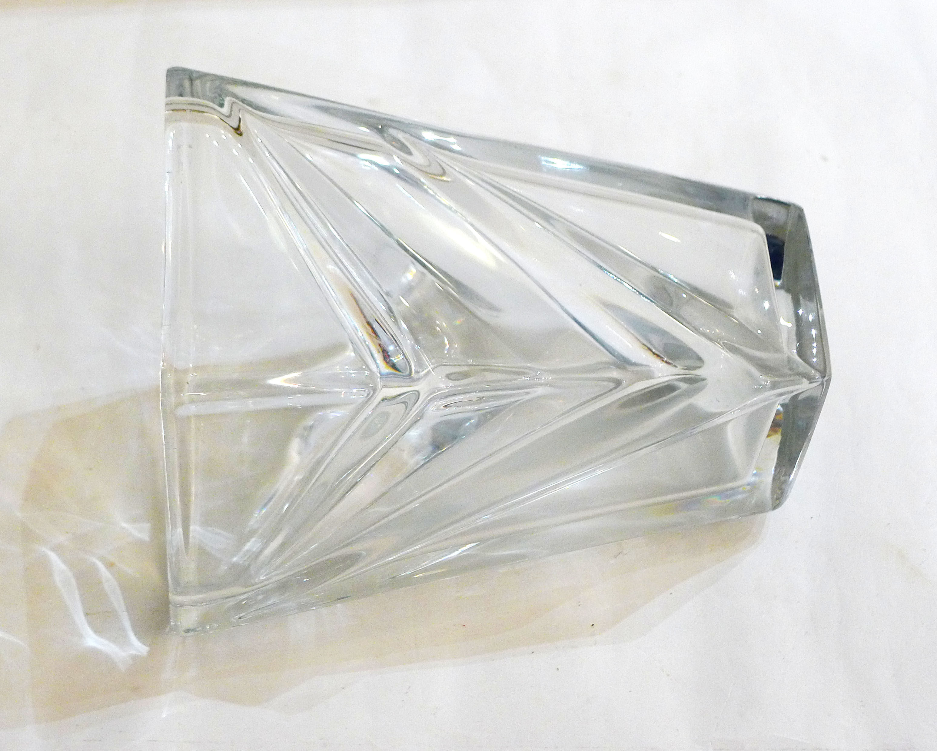 Crystal vase, triangle relief
