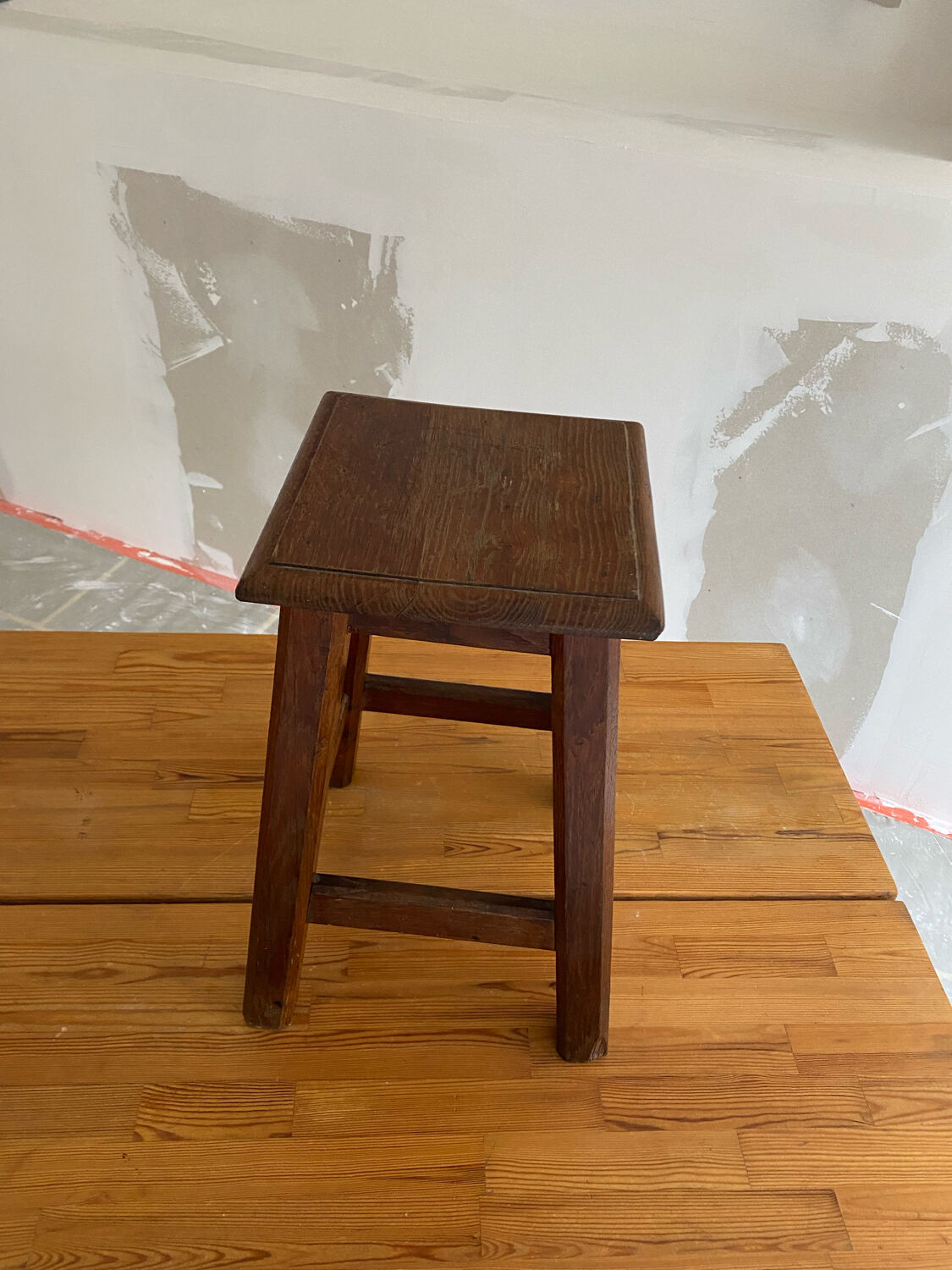 Vintage solid oak stool