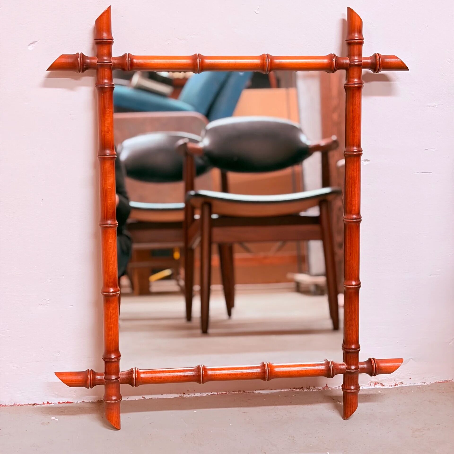 Vintage faux bamboo mirror 1970s