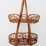 Aperitif service trolley vintage dessert in rotin osier vintage 1960 mid-century furniture