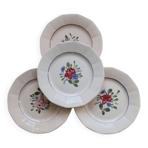 4 assiettes plates vintage - digoin sarreguemines