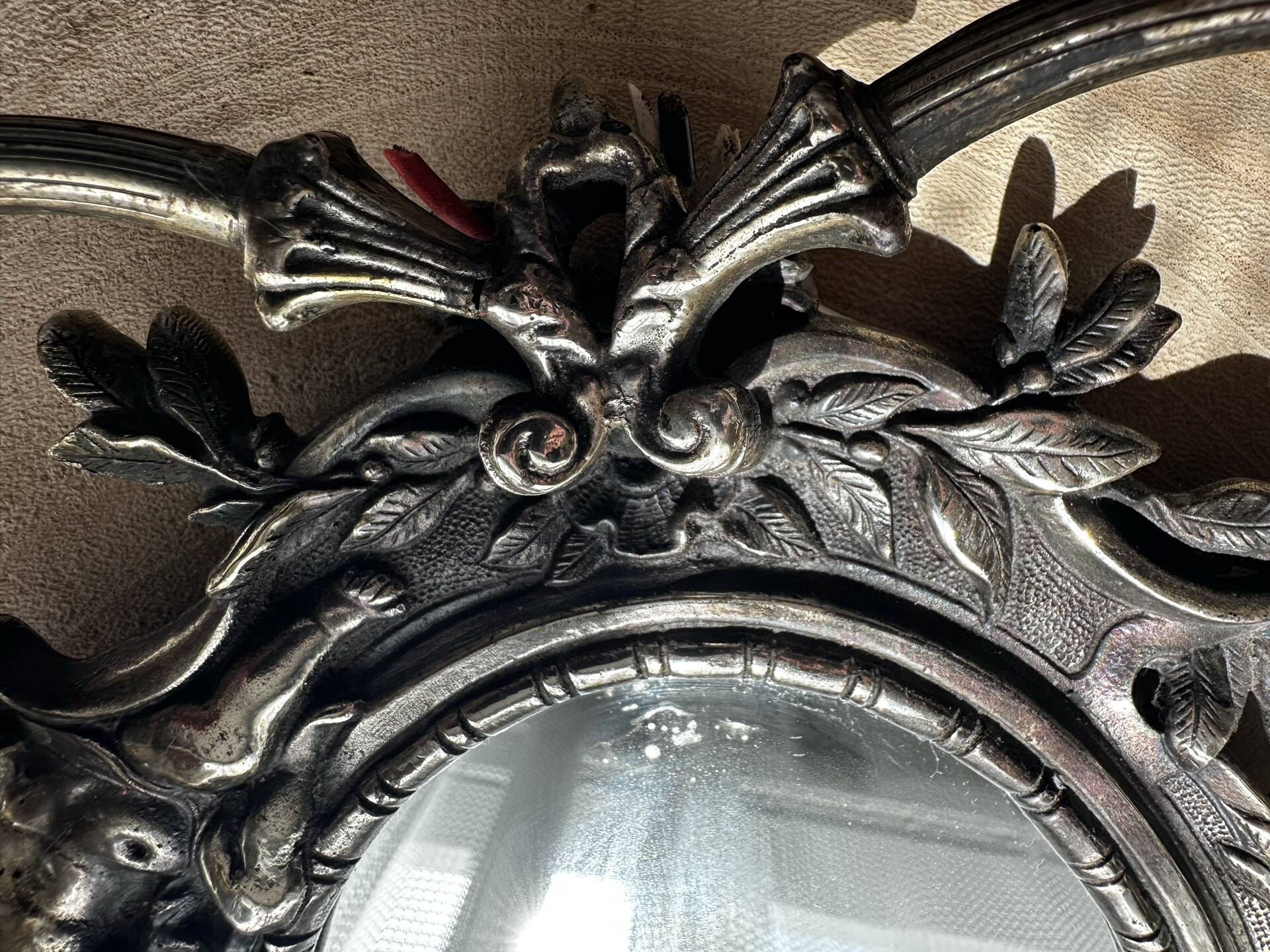 Rare pair of mirror sconces with putti. Napoleon III / Art Nouveau ~