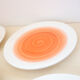 4 plates signed ceramiche italia white and coral round decoration