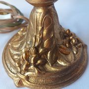 Lampe ancienne bronze doré médaillon tulipe gravé 47 cm décoration intérieure