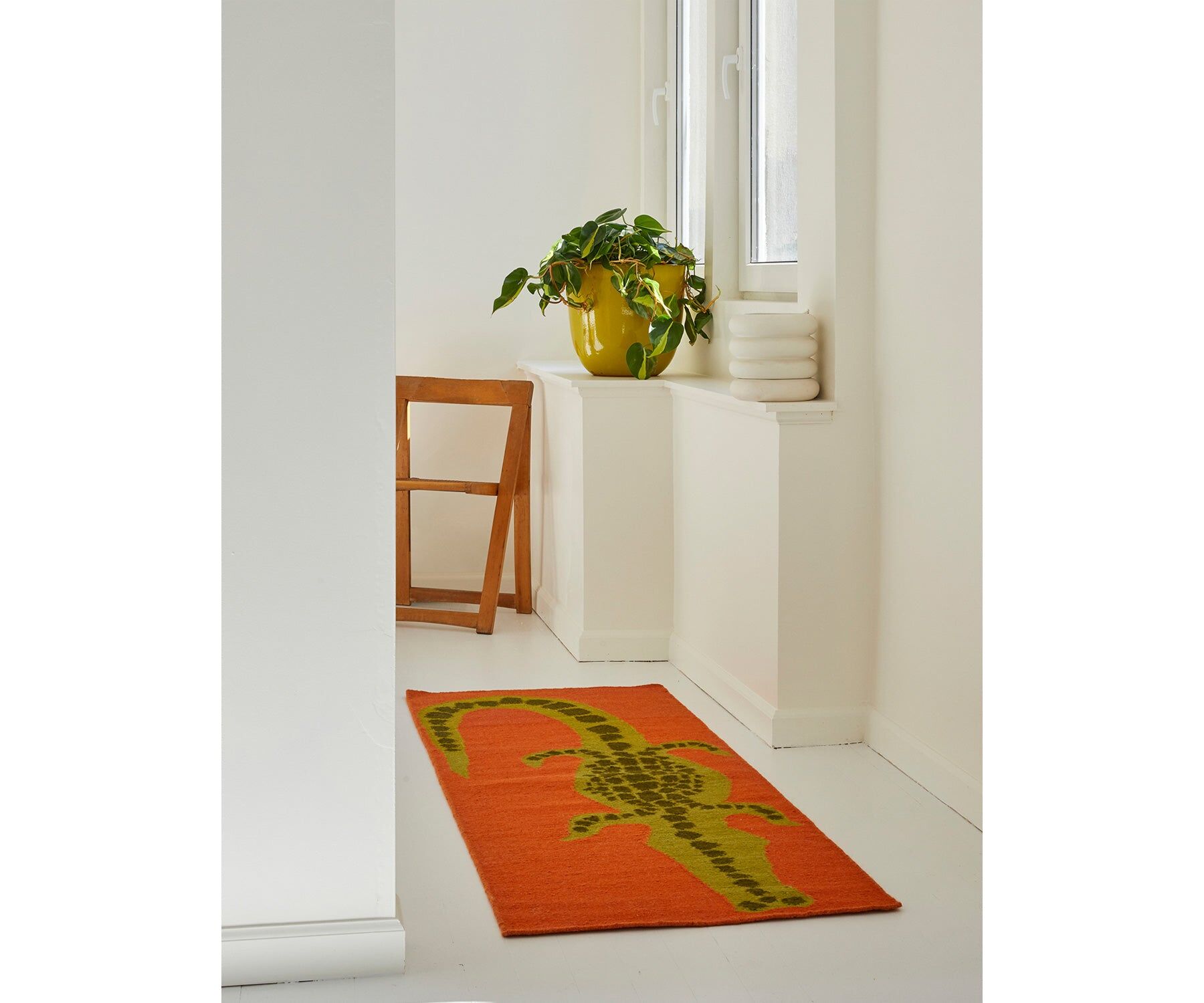 Crocodile wool runner rug