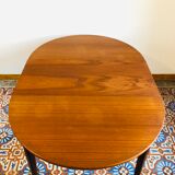 Table à manger ronde scandinave en teck avec rallonges