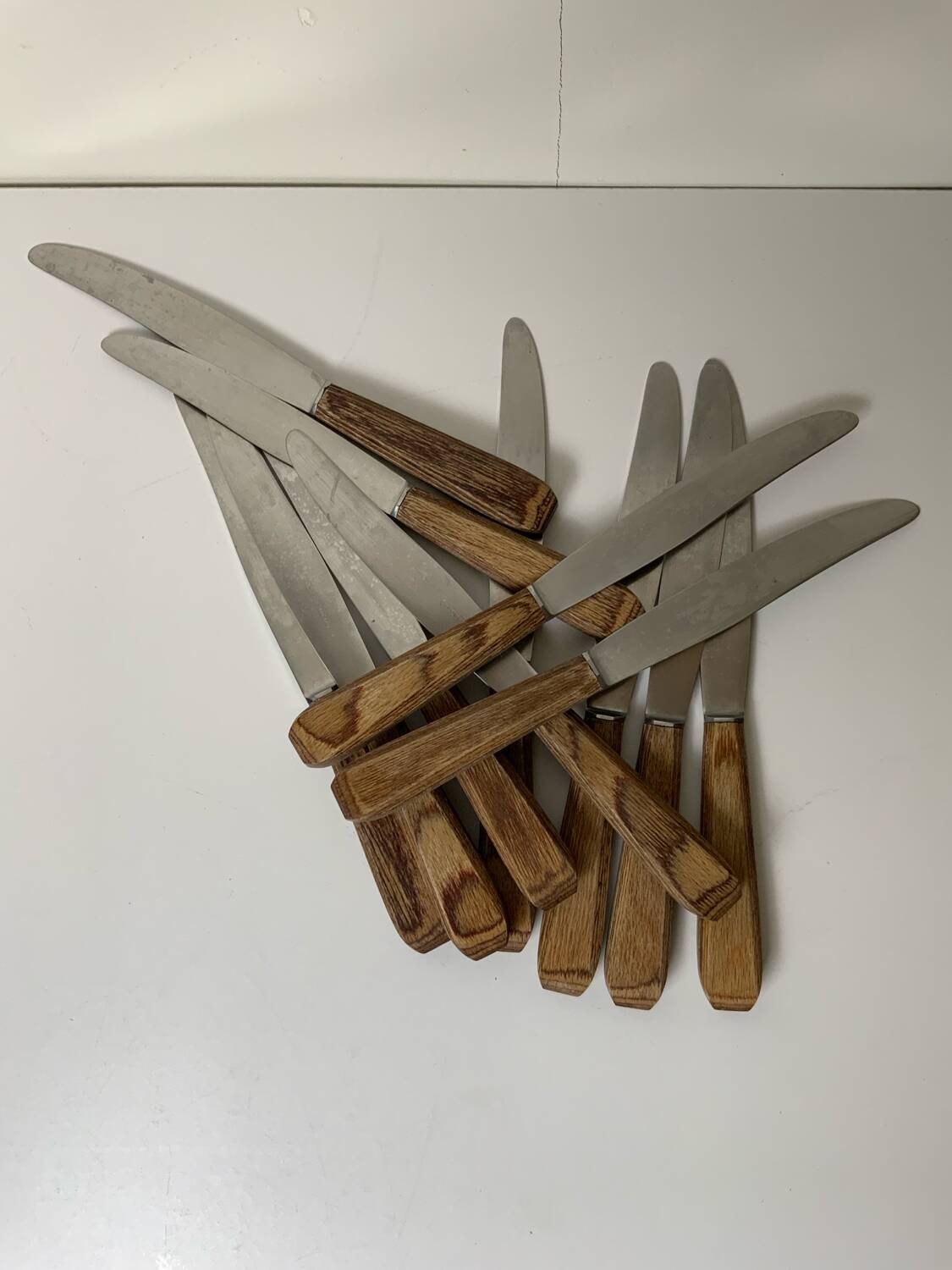12 wooden handle knives