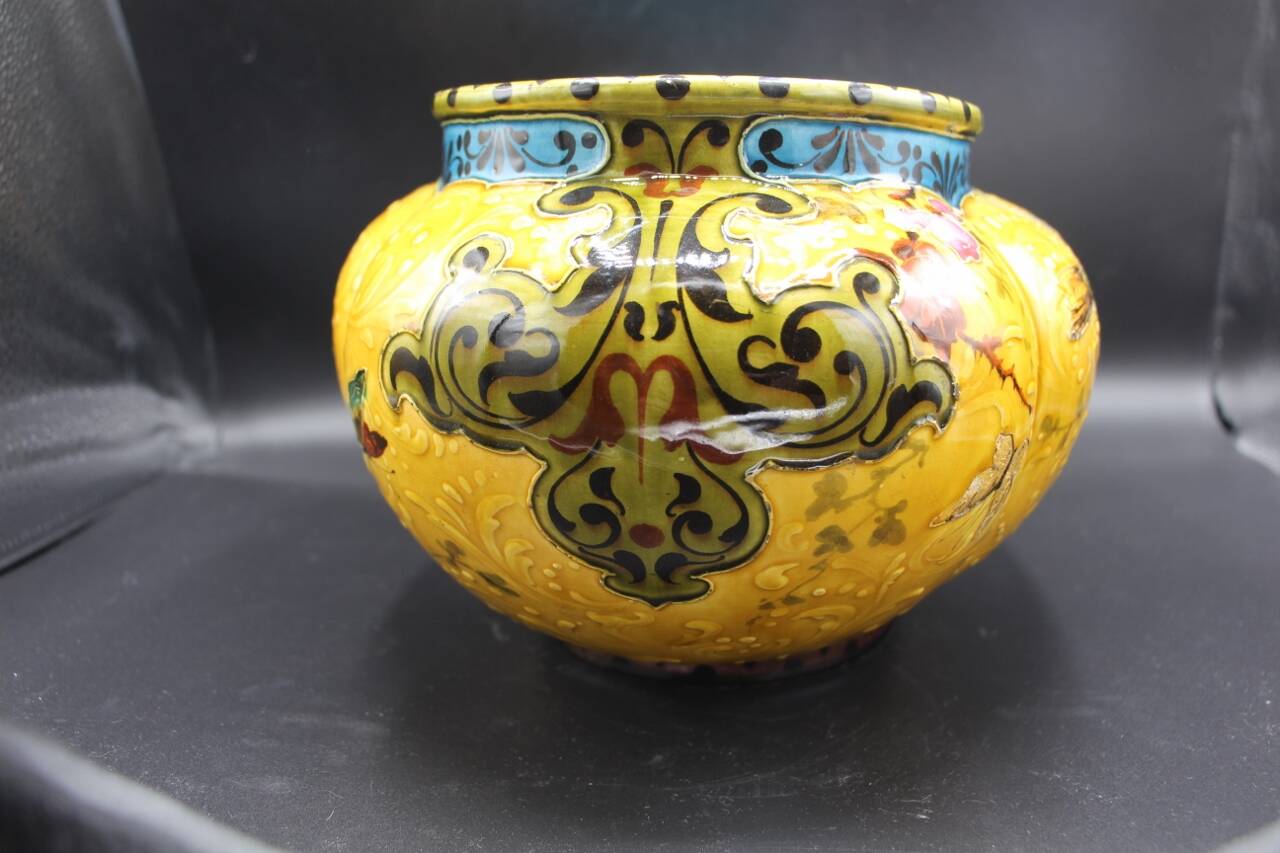 19th-century earthenware jardinière attributed to Felix Optat Milet.