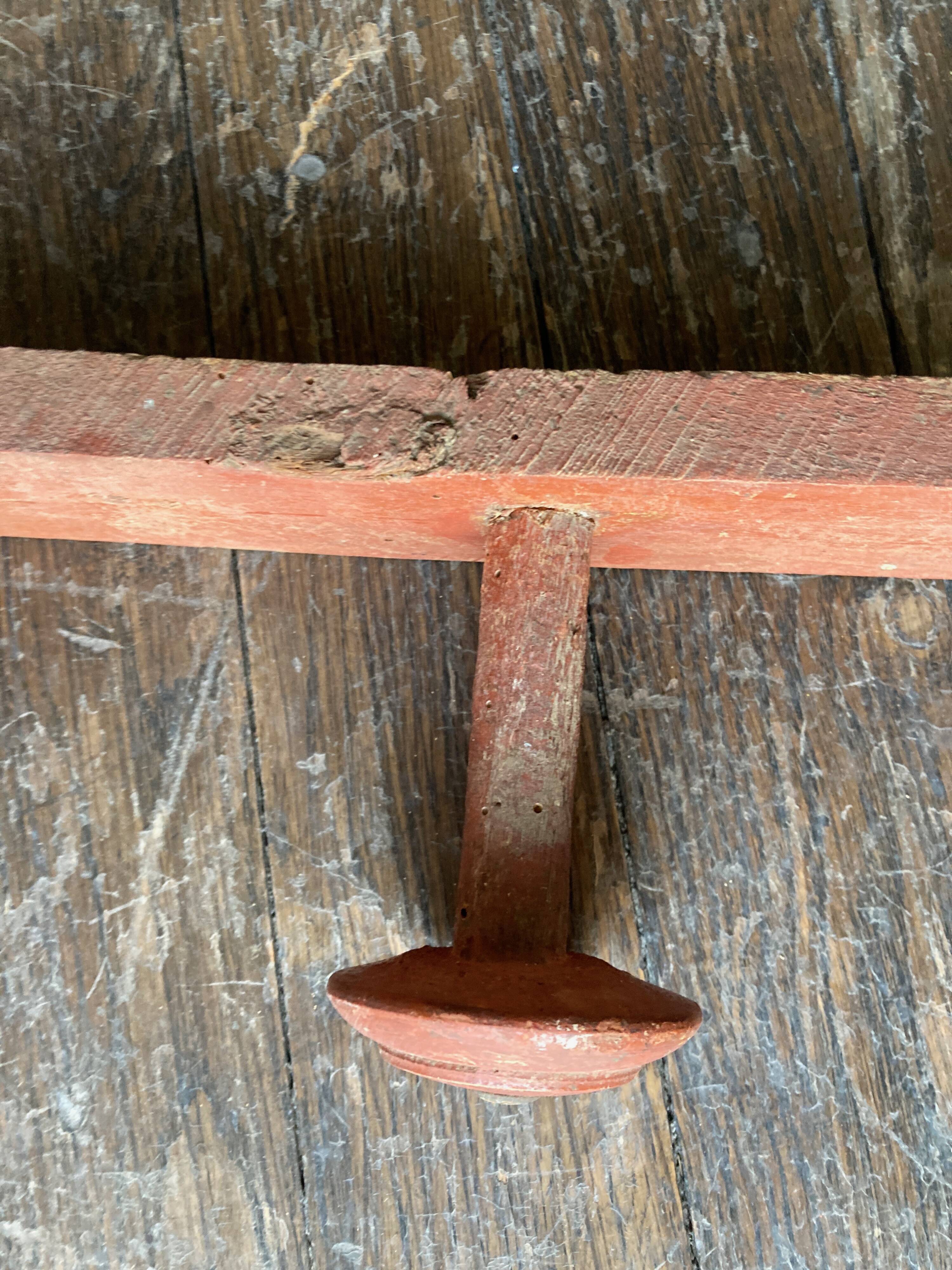 Original patina wooden farmhouse coat hook 86cm