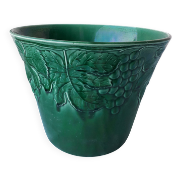 Green ceramic cache-pot