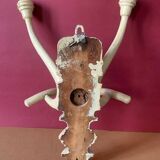 Old coat and hat rack, wall-mounted, in curved wood, from Bistrot, 1920
