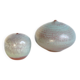 Pair of vintage miniature ceramics in aqua green - Antonio Lampecco
