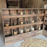 Ancien meuble grainetier d’angle ( 2 parties)