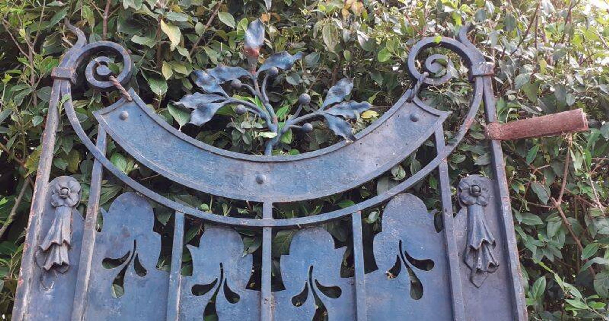 Solid gate, garden iron, H227x110cm, old, exterior door