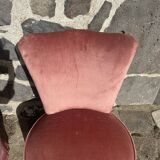 Pair of frog armchairs in pink velvet