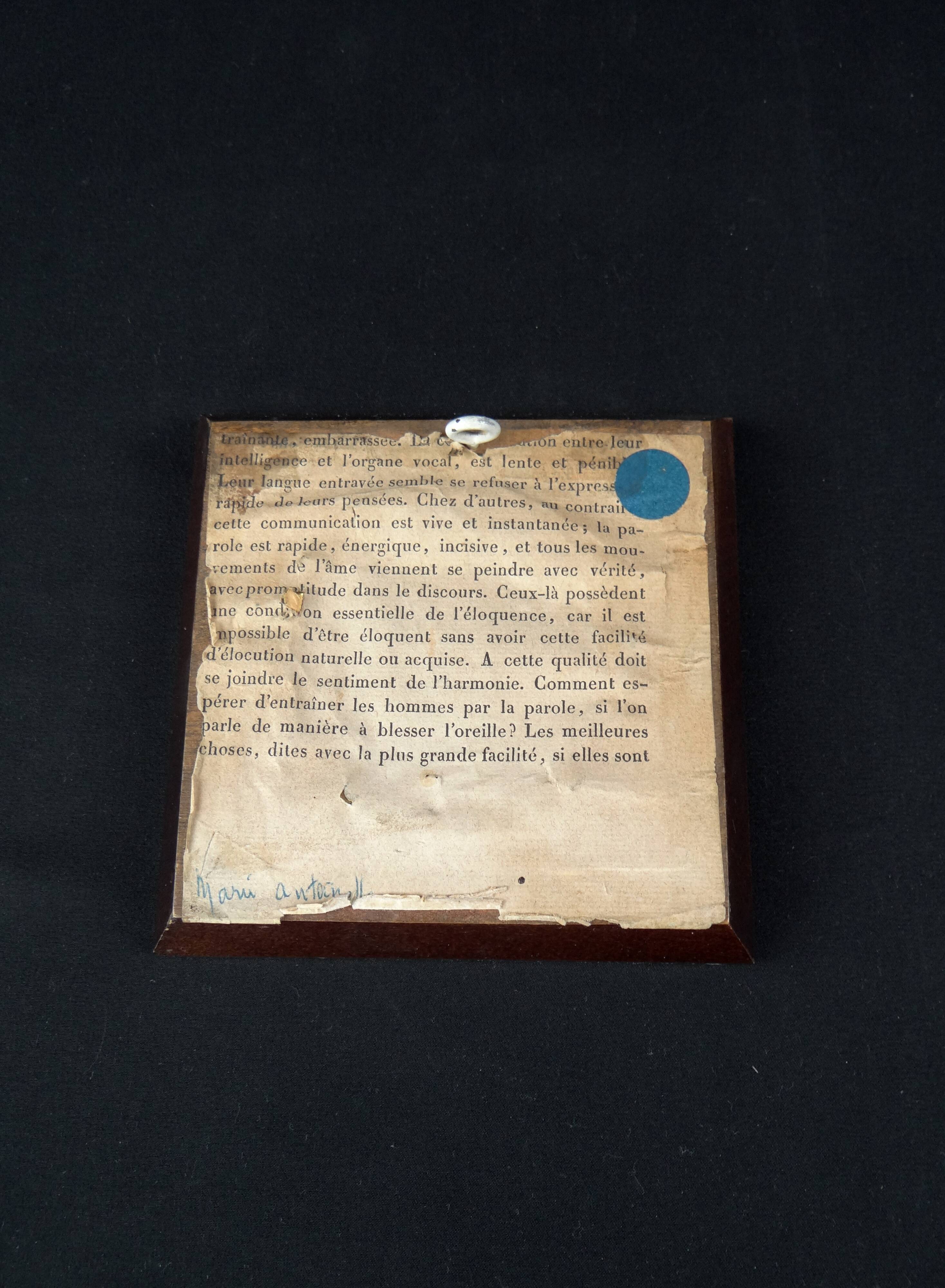 Framed 19th-century miniature gouache portrait of an aristocratic woman