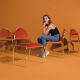 Hollywood Regency chair in Volterra 42, with armrests