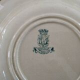 Lot of 4 hollow plates in opaque porcelain from Gien Iron Land model "Florentin" green