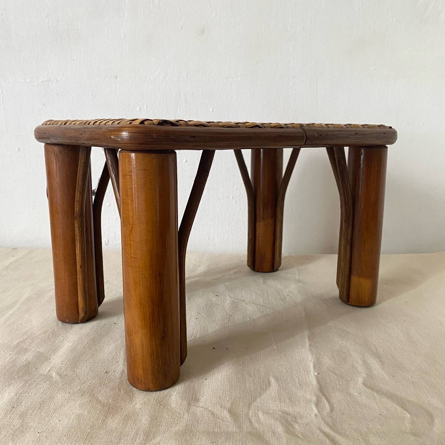 Vintage rattan low stools