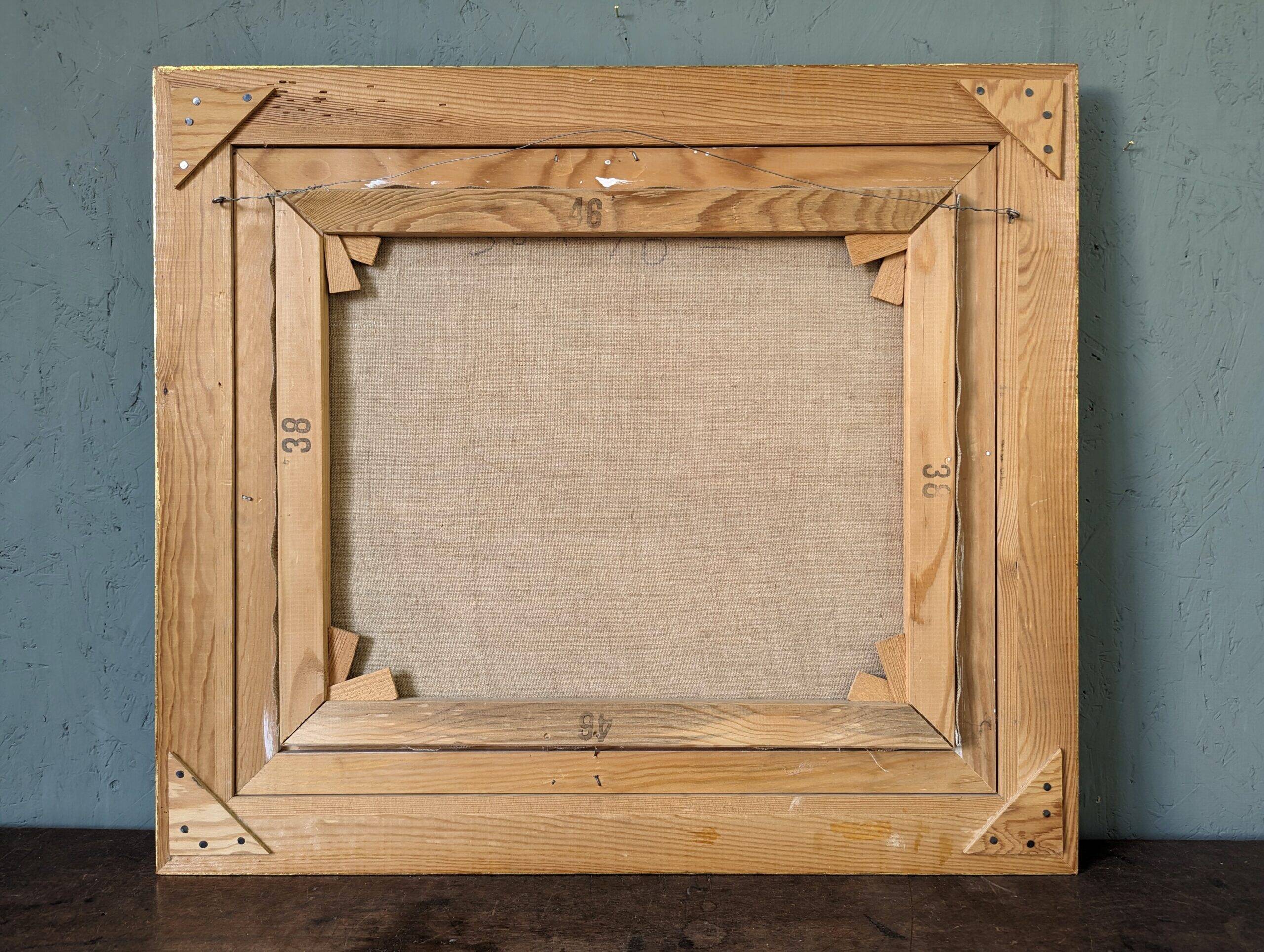 Mid-Century Modern Swedish "Calm Shore" Vintage Coastal Oil Painting, Framed