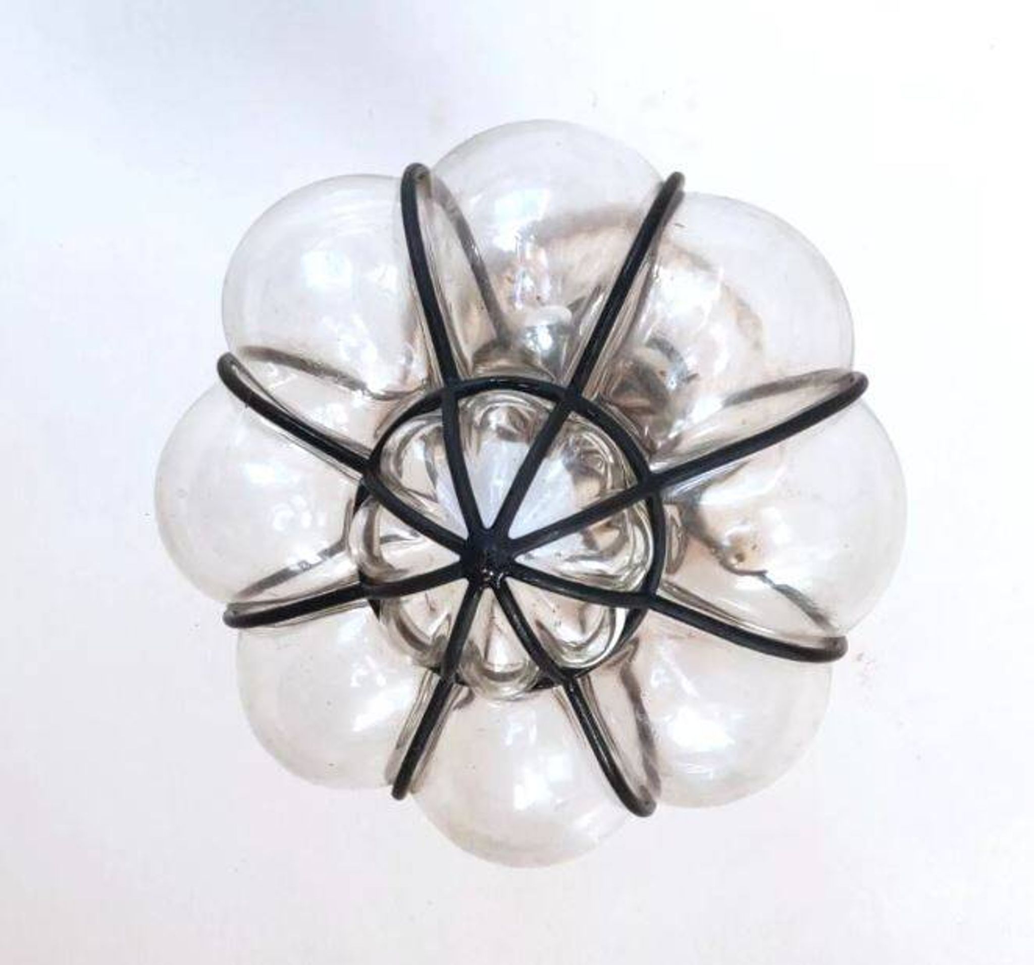 Vintage Venetian cage pendant light in blown Murano glass, 1950/1970