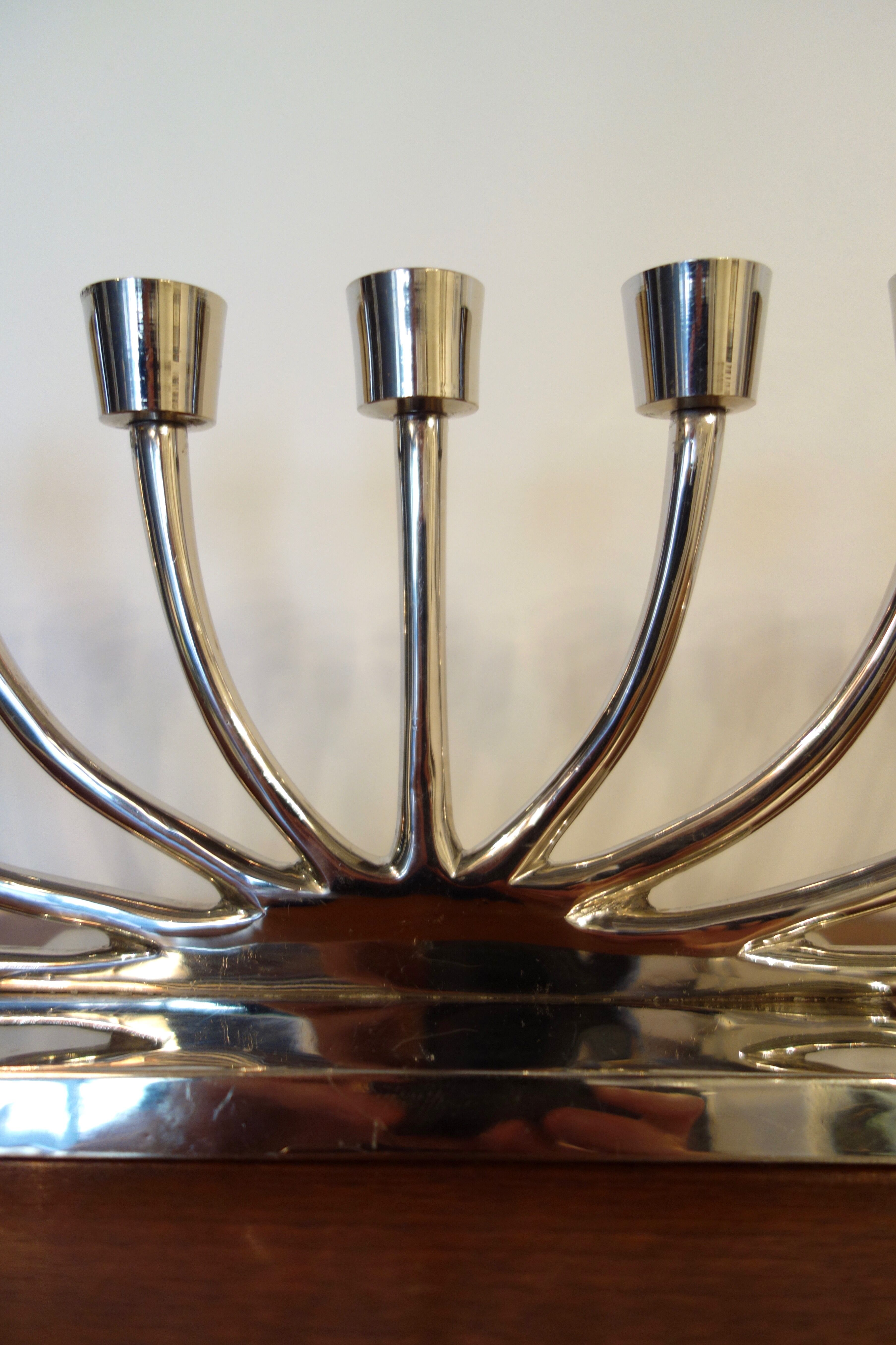 Chandelier Juif en métal argenté des années 70 Selency