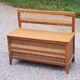 Vintage chest bench from the 50s in oak and rattan