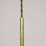 Italian Mid century Modern Chandelier in Brass and Opaline Glass, 1960s