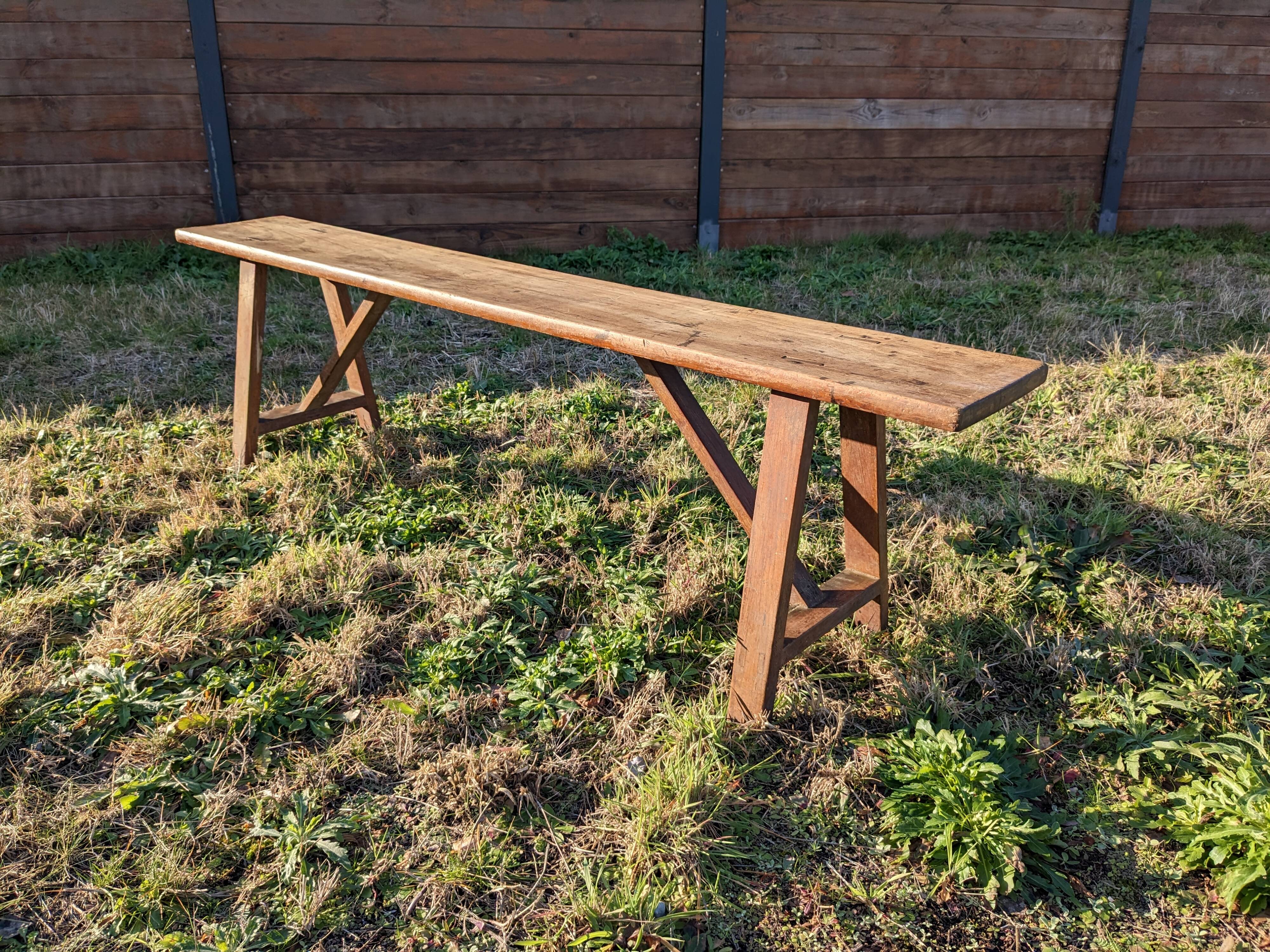 Solid wood truss bench