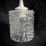 Small cylindrical molded glass pendant light