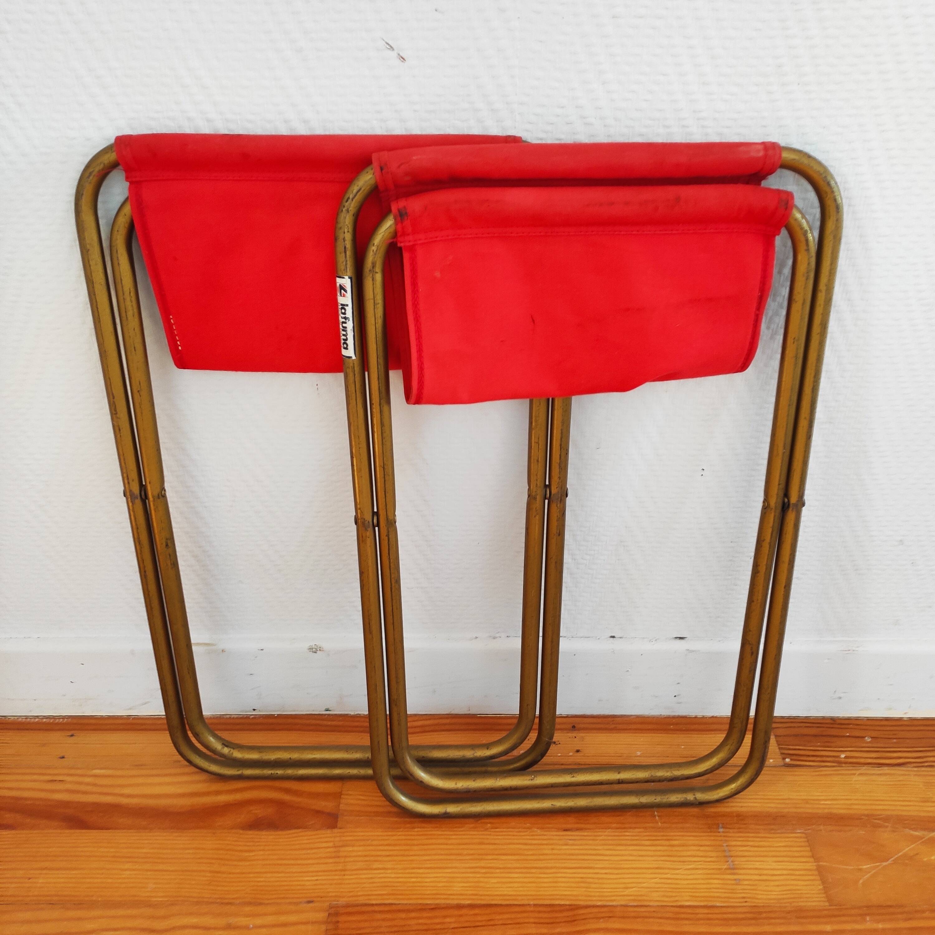 Paire de tabourets pliants vintage Français Lafuma