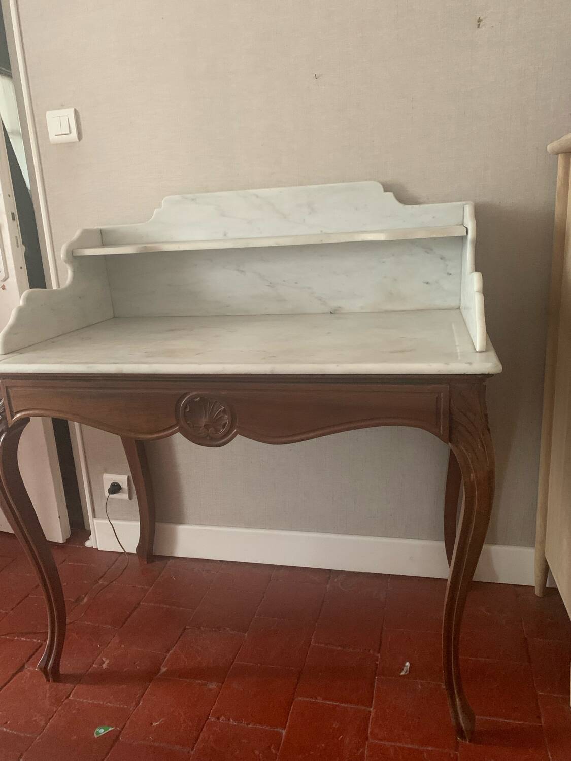 Old wooden and marble dressing table