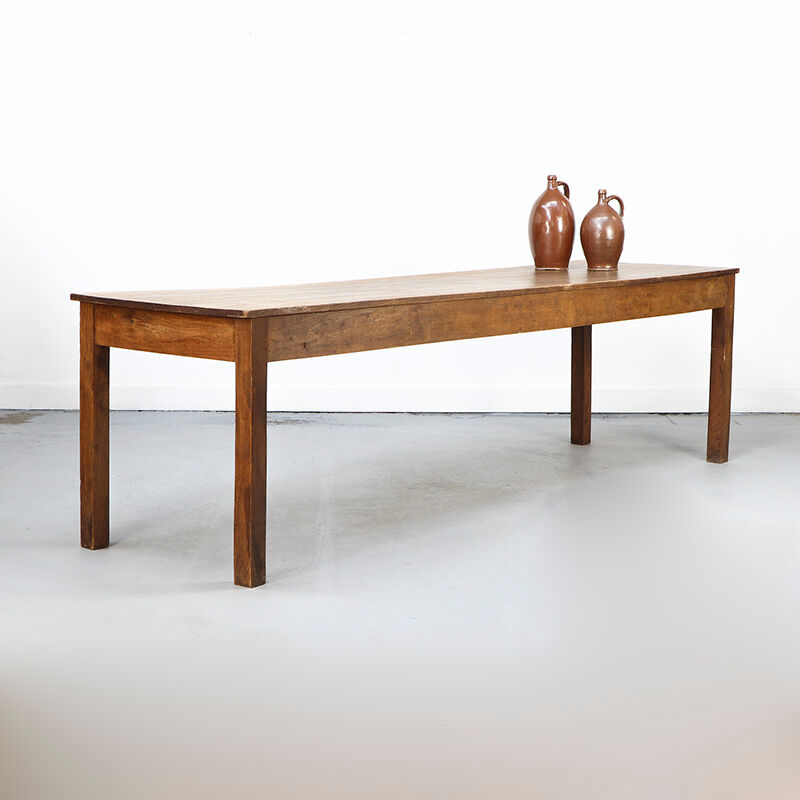 Long Antique Rustic Farmhouse Dining Table from Oak