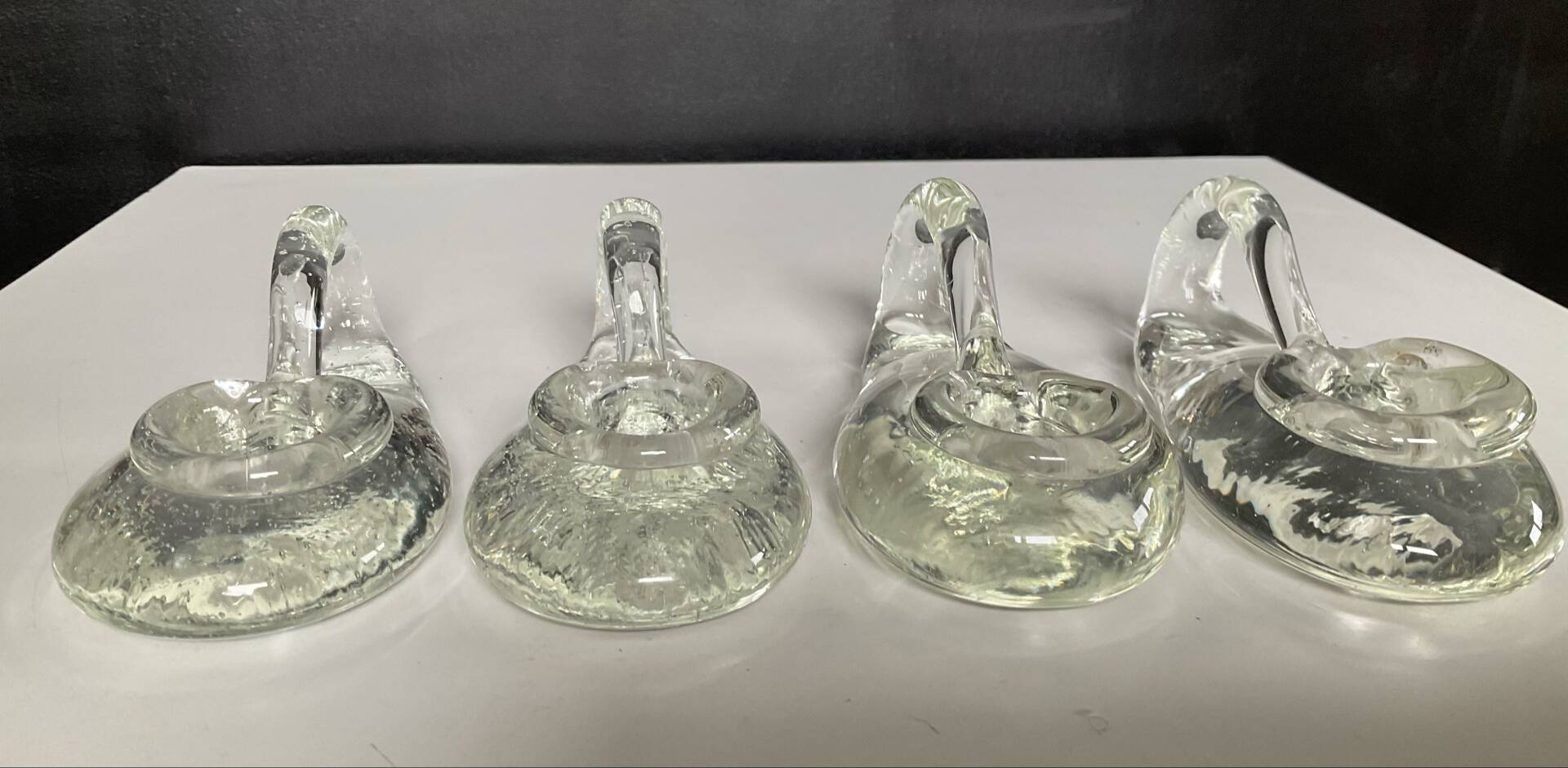 Set of 4 Schneider France crystal candle holders from the 1970s.