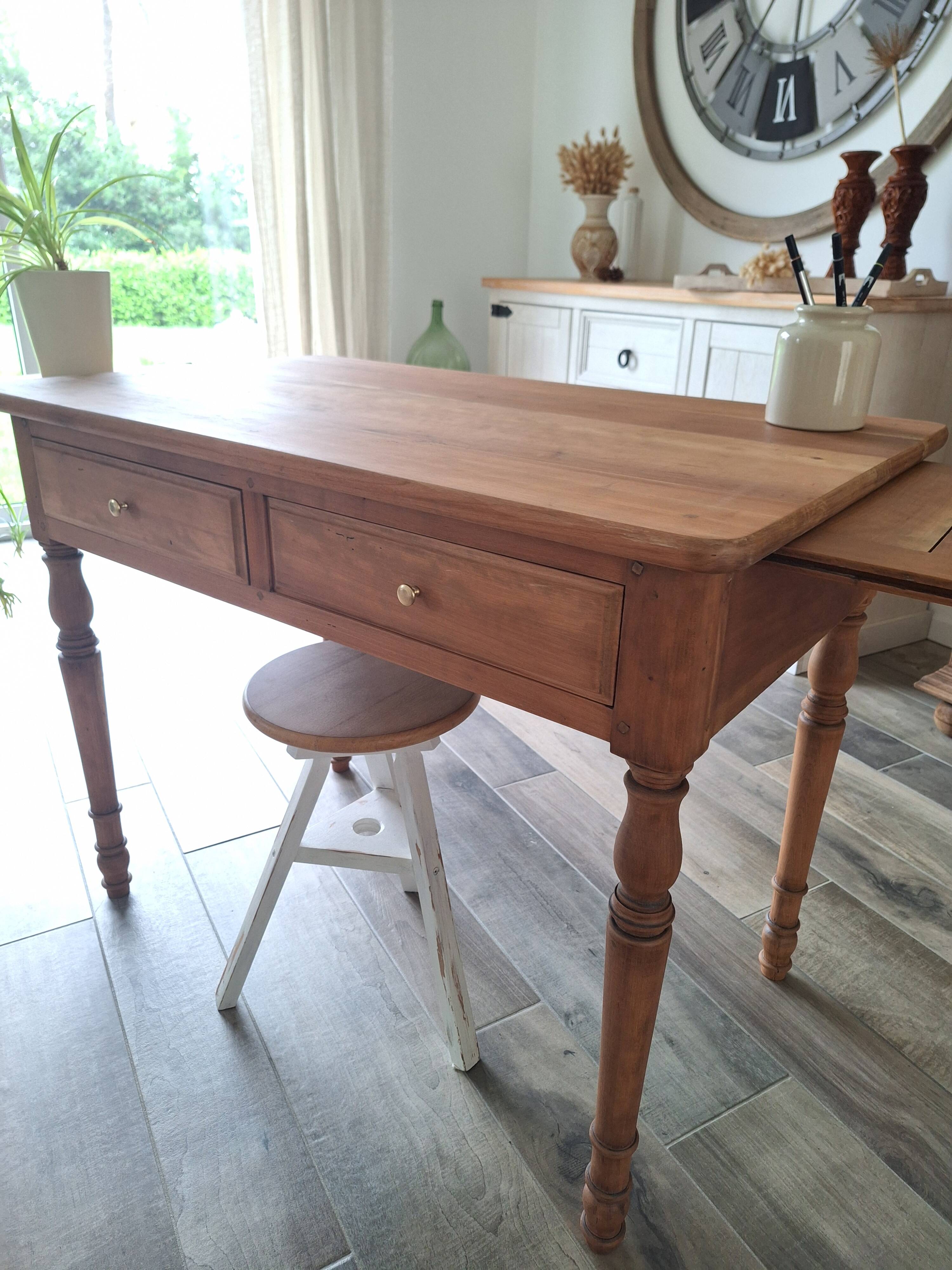Vintage solid wood desk with extensions.