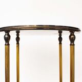 Vintage French round brass and glass side table